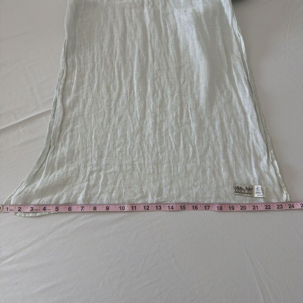 Bella Notte Linen Bed Scarf Bed Runner Whisper White Soft Pale Sage Green 24x84 - Picture 6 of 7